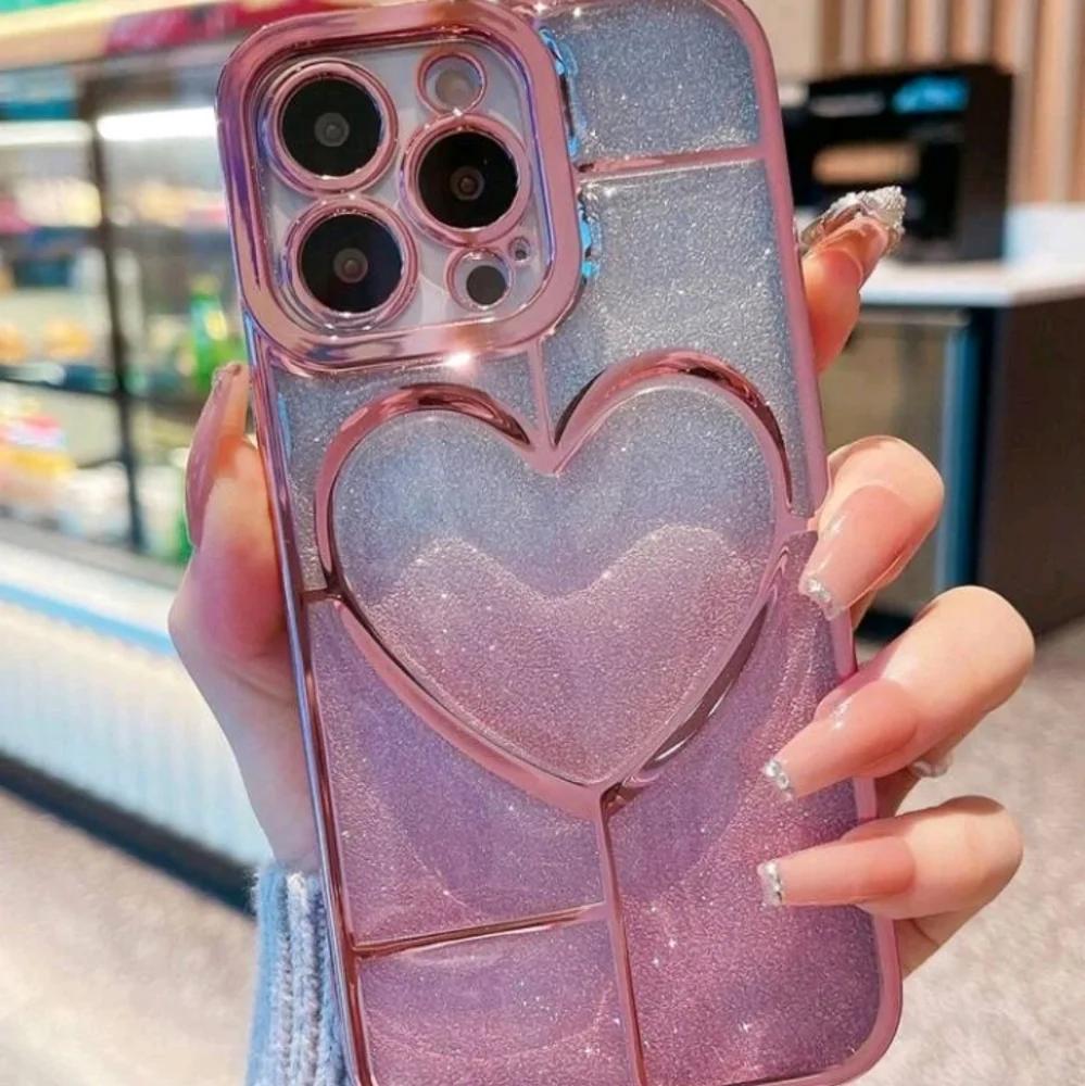 iphone 14 Pro Max PhoneCase Luxury Heart Decor/ with FREE 3pcs Screen Protector